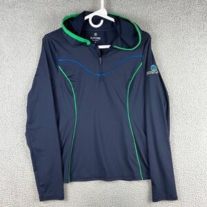 G/Fore Contouring Interlock 1/4 Zip Mid Layer Hooded Pullover Golf Shirt Women M